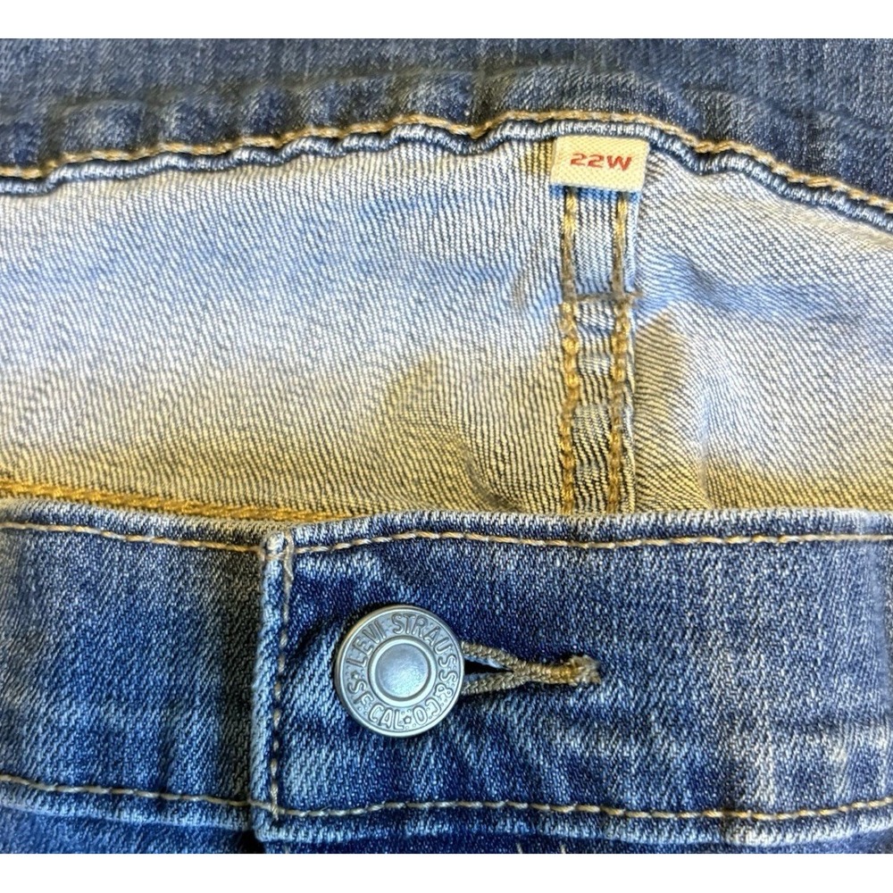 Levi Denim Jean Skirt 22W Women Stretch Blue Waist 42 in Length 21 in Front Slit - Picture 3 of 9